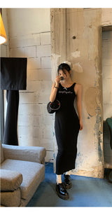 Black mini sleeveless long dress