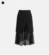 Layered Chiffon Midi Skirt