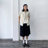 Muted Oat Crinkle Short Sleeve Shirt