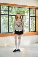  CHARLOTTE CAT RIBBON SWEATSHIRT / MELANGE