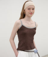 Ringer Sleeveless Top - Brown/Grey