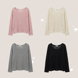 Slim Fit Off-Shoulder Bookle See-Through Knitwear (4 colors)