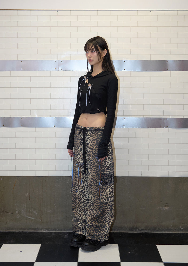 leopard lace cargo pt - brown