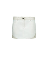 Metal Triclipse Leather Mix Mini Skirt White