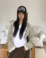 Bima Stripe Pocket Loose-Fit Long Sleeve Hoodie Zip-Up