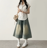 Meli Pintuck Denim Bermuda Shorts [Short & Long Selection*]