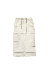 DOUBLE CUT CAGO SKIRT / IVORY