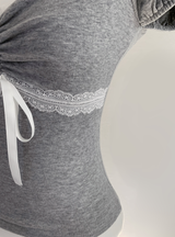 Hacken Ribbon Lace Top (light gray)