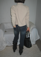 Gashu Napoleon-style buttoned semi-high neck transitional autumn jacket