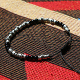 black & antique silver beads bracelet