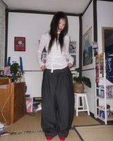 (2color) バックストラップピンタックワイドローデニムパンツ