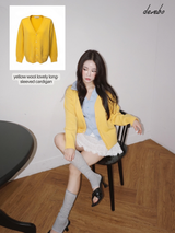 yellow wool lovely long-sleeved cardigan