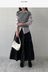 Aco Tiered Flare Long Skirt