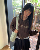 Arring Two Way Lettering Pocket Long Sleeve Hooded Zip-Up