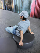 Rope Light Washing Bermuda Denim Pants