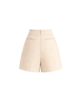 Ruby Romantic Gold Button Tweed Skirt Pants Beige