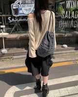 デニムストリングバックパック