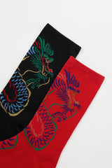 Retro dragon embroidered socks