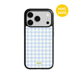 【MADE】スカイブルーチェックiPhoneケース [Glossy Glass/Magsafe]