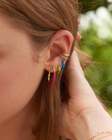 Powder Blue Color Stone Setting 925 Silver Ear Cuff E028-07G-B