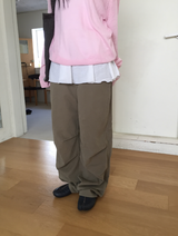 ワイナツ斜線ワッシングコットンワイドパンツ（3c）