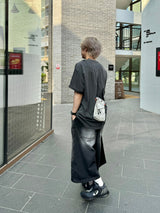 Cutting line vintage washing denim bermuda pants 2C