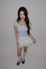 Romance Flower Shirring Sleeveless Top
