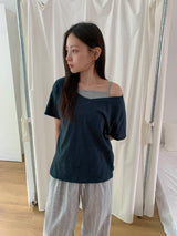 ハボイルルーズフィットVネックスラブ半袖Tシャツ