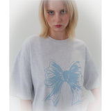 RIBBON LOGO T SHIRT - LIGHT GRAY