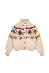 Grid Jacquard Cardigan [Ivory]