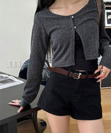 [F/W] Knit crop cardgian(3color)