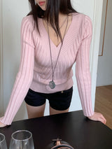 ビスチェVネックリブスリムフィットニット