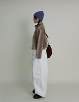 Gamants coloring gradation fringe long-sleeve cropped wool knitwear