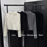 [F/W] ベルベットヘンリーネッククロップフード長袖(4color)