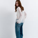 See-through Frill Blouse White