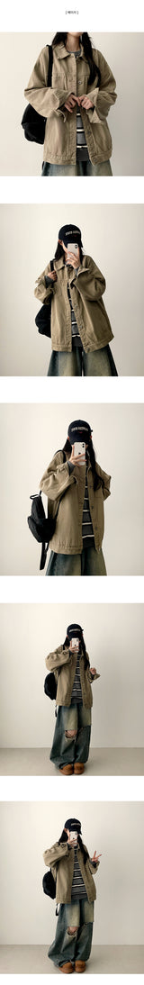 Eit Overfit Solid Cotton Trucker Jacket