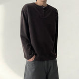 Hake soft layered henry neck long sleeve tee