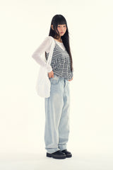 Mona check bustier blouse