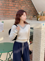 Cashmere Cable Stitch V-neck Knit (5color)