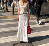 maxi white long skirt