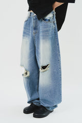 Destoryed Balloon Denim (2color)