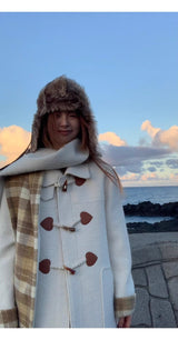 Celebrity toggle checkered long coat