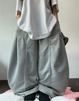 KOREAN/STRING 🤍 FORMAL CAVE FRONT PLEAT COTTON STRING BALLOON PANTS 🤍🩶🤎🖤 - 5 COLORS