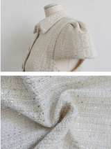 TWINKLE TWEED PUFF JACKET BLOUSE IN DARK BEIGE