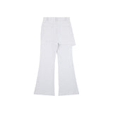 Herringbone Damage Cutting Skirt Pants (WHITE)