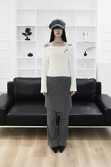 [Sepia] Wrap skirt pants set - only skirt (Gray/Black)