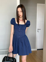 Palace Square Neck Puff Flared Dress
