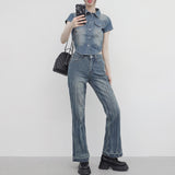 Pias denim cropped shirt