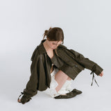 LEATHER STRAP TRENCH JACKET / BROWN