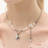 Baby Ribbon Pearl Star Drop Surgical Necklace